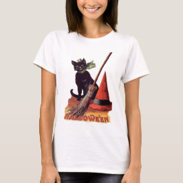 Vintage Schwarze Halloween-Katze T-Shirt