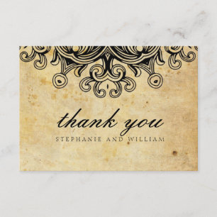 Vintage schwarze Hochzeits-Dankeskarten Dankeskarte