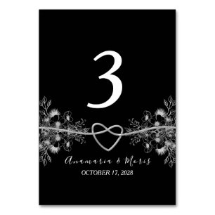 Vintage Schwarze Hochzeitstisch-Nummer Tischnummer