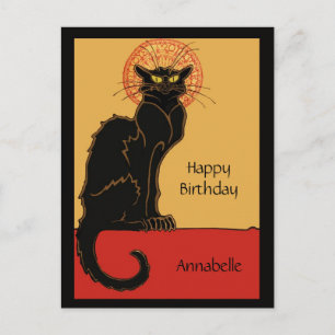 Vintage Schwarze Katze Alles Gute zum Geburtstag P Postkarte