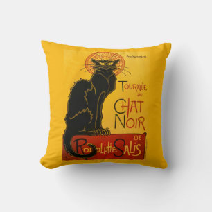 Vintage Schwarze Katze Art Nouveau Chat Noir Stein Kissen