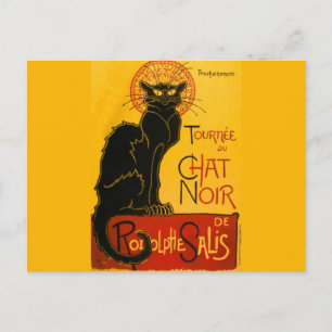 Vintage Schwarze Katze Art Nouveau Chat Noir Stein Postkarte