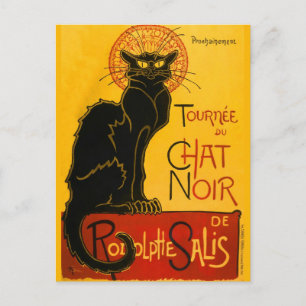 Vintage Schwarze Katze Art Nouveau Chat Noir Stein Postkarte