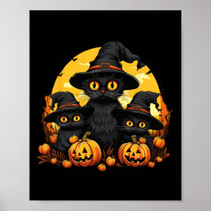 Vintage schwarze Katze Halloween Kürbis lustige Ka Poster