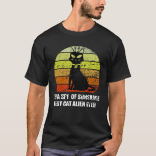 vintage schwarze Katze ich bin ein Spion des Sonne T-Shirt