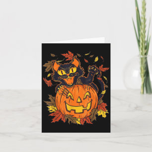 Vintage Schwarze Katze Kürbis Halloween Gruselig H Karte