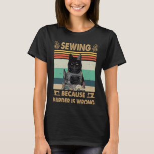 Vintage Schwarze Katze näht, weil Mord falsch ist T-Shirt