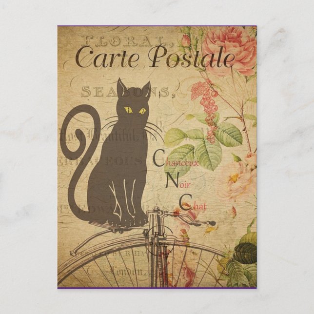 Vintage schwarze Katze, Postkarte (Vorderseite)