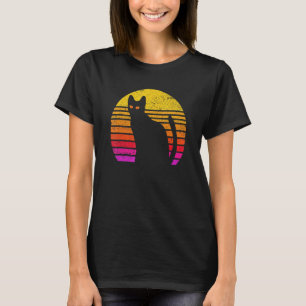 Vintage schwarze Katze Retro abgenutzt Kätzchen K T-Shirt
