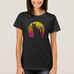 Vintage Schwarze Katze Retro abgenutzt Kätzchen Ka T-Shirt
