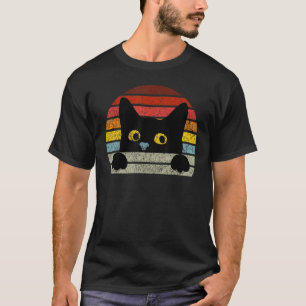 Vintage schwarze Katze Retro-Stil für Katzenliebha T-Shirt