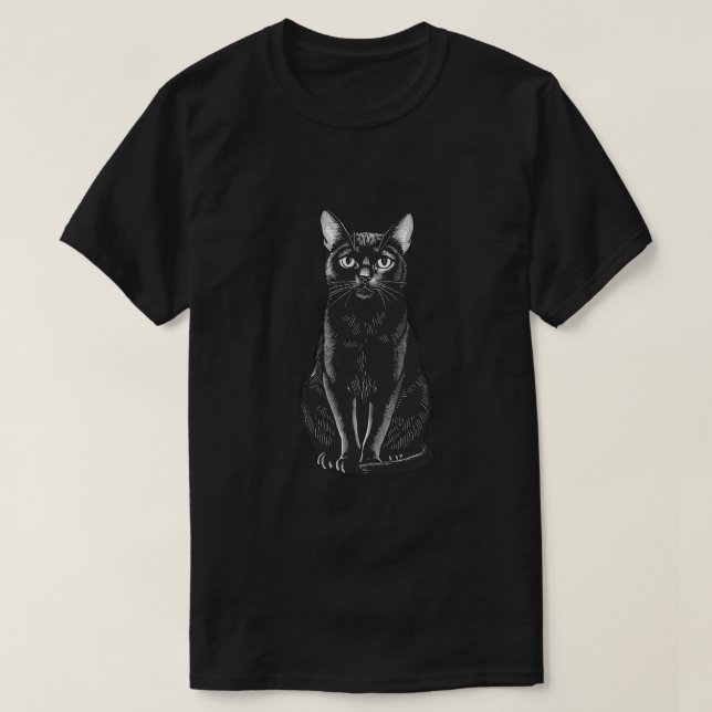 Vintage Schwarze Katze T-Shirt (Design vorne)