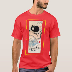 Vintage Schwarze Katze und Narcissus Kunst, Dichtu T-Shirt