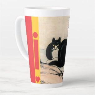 Vintage schwarze Katze und Narzisse von Zhu Ling Milchtasse
