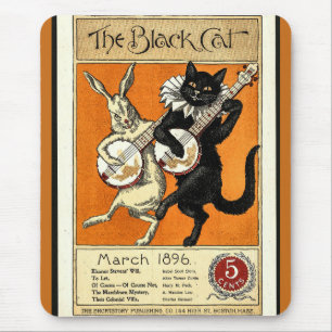 Vintage Schwarze Katze und sonnige Musiker Mousepad
