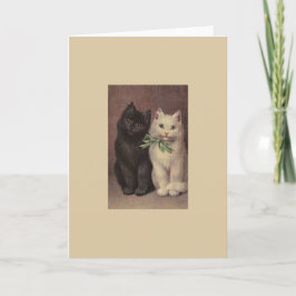 Vintage schwarze Katze und weiße Karte