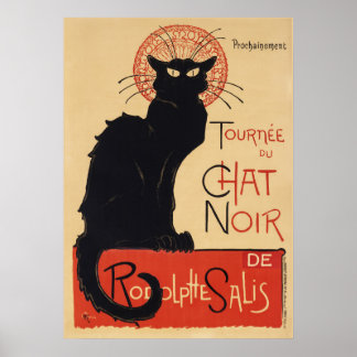 Vintage Schwarze Katze Werbeplakat Poster