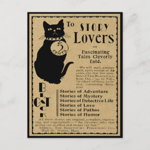 VINTAGE-"SCHWARZE KATZE"-WERBUNG FÜR GESCHICHTENLI POSTKARTE