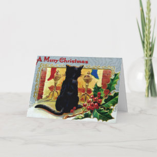 Vintage Schwarze Katze zu Weihnachten