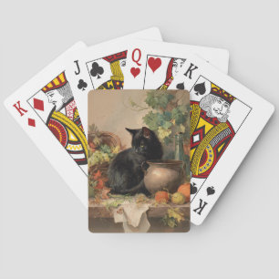 Vintage Schwarze Katze zwischen herbstlichen Früch Spielkarten