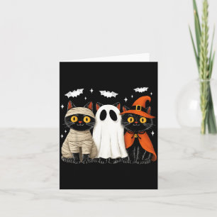 Vintage Schwarze Katzen Halloween Kürbis Mumie Hex Karte