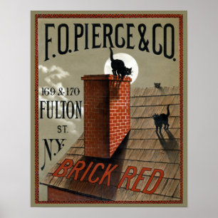 Vintage schwarze Katzen in der Mondlichtwerbung Poster