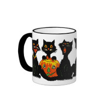 Vintage schwarze Katzen-Tasse Dreißigerjahre