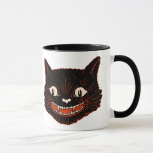 Vintage schwarze Katzen-Tasse Halloweens Tasse