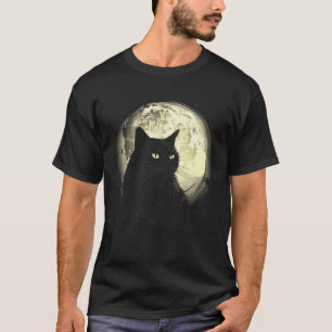 Vintage schwarze katzengelbe Augen mit Moon Graphi T-Shirt
