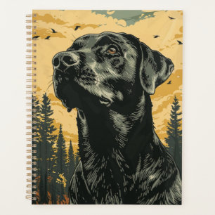 Vintage Schwarze Labrador Retriever Poster Planer