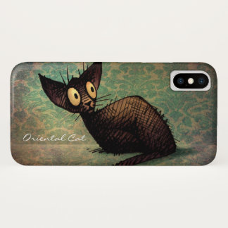 Vintage schwarze orientalische Shorthair Katze Case-Mate iPhone Hülle