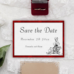 Vintage Schwarze Ornamente, Rote Velvet Save the D Date