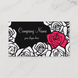 Vintage schwarze, rosa und weiße Rosen Visitenkart Visitenkarte