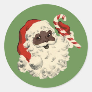 Vintage schwarze Sankt mit Zuckerstange Runder Aufkleber