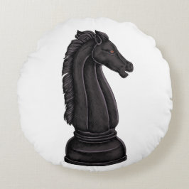 Vintage schwarze Schachfigur  Rundes Kissen