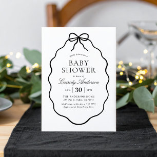 Vintage Schwarze Schleife Mädchen Baby-Party Einladung