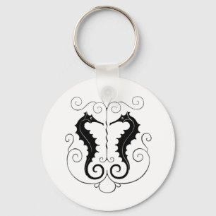 Vintage schwarze Seepferde Schlüsselanhänger