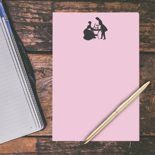Vintage schwarze Silhouette Paar beim Anstoßen auf Post-it Klebezettel