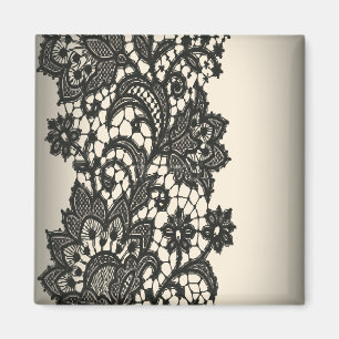 Vintage schwarze Spitze-beige Paris-Mode Magnet
