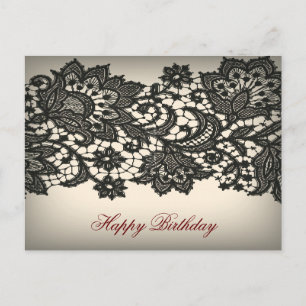 Vintage schwarze Spitze beige Paris Mode Postkarte