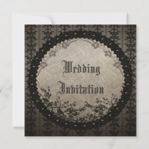 Vintage schwarze Spitze und Pailletten Gothic Hoch Einladung