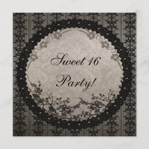 Vintage schwarze Spitze und Pailletten Sweet 16 Pa Einladung