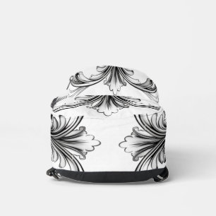 Vintage Schwarze und Weiße Barock Blumen Sling Bac Crossbody Bag