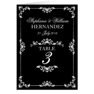 Vintage schwarze und weiße Blumen Hochzeit Tisch N