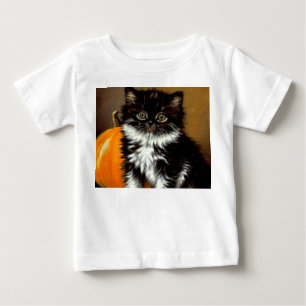 Vintage-schwarze und weiße Halloween-Katze Baby T-shirt