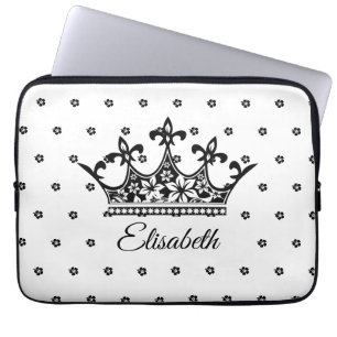 Vintage Schwarze und Weiße Königliche Blumenkrone  Laptopschutzhülle