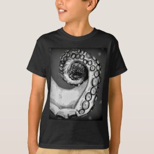 Vintage schwarze und weiße nautische Oktopus-Tenta T-Shirt