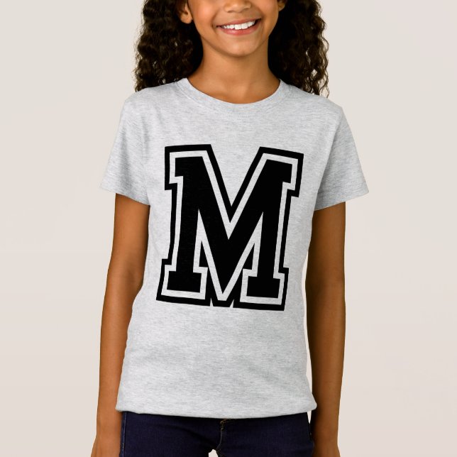 Vintage Schwarze Uni Monogramm T-Shirt (Vorderseite)