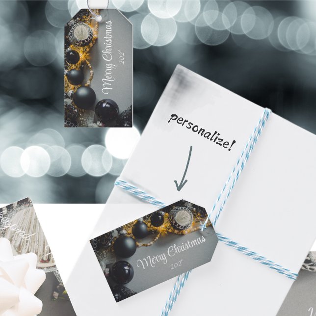 Vintage Schwarze Weihnachtsschmuck mit Ribbon Geschenkanhänger (Von Creator hochgeladen)