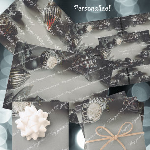 Vintage Schwarze Weihnachtsschmuck mit Ribbon Geschenkpapier Set